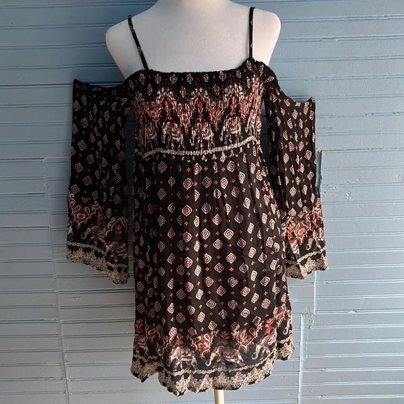 rue 21 short dresses Rue21 Mini Dress White Orange Pink Floral Print Zipper Front Sun Dress Size M